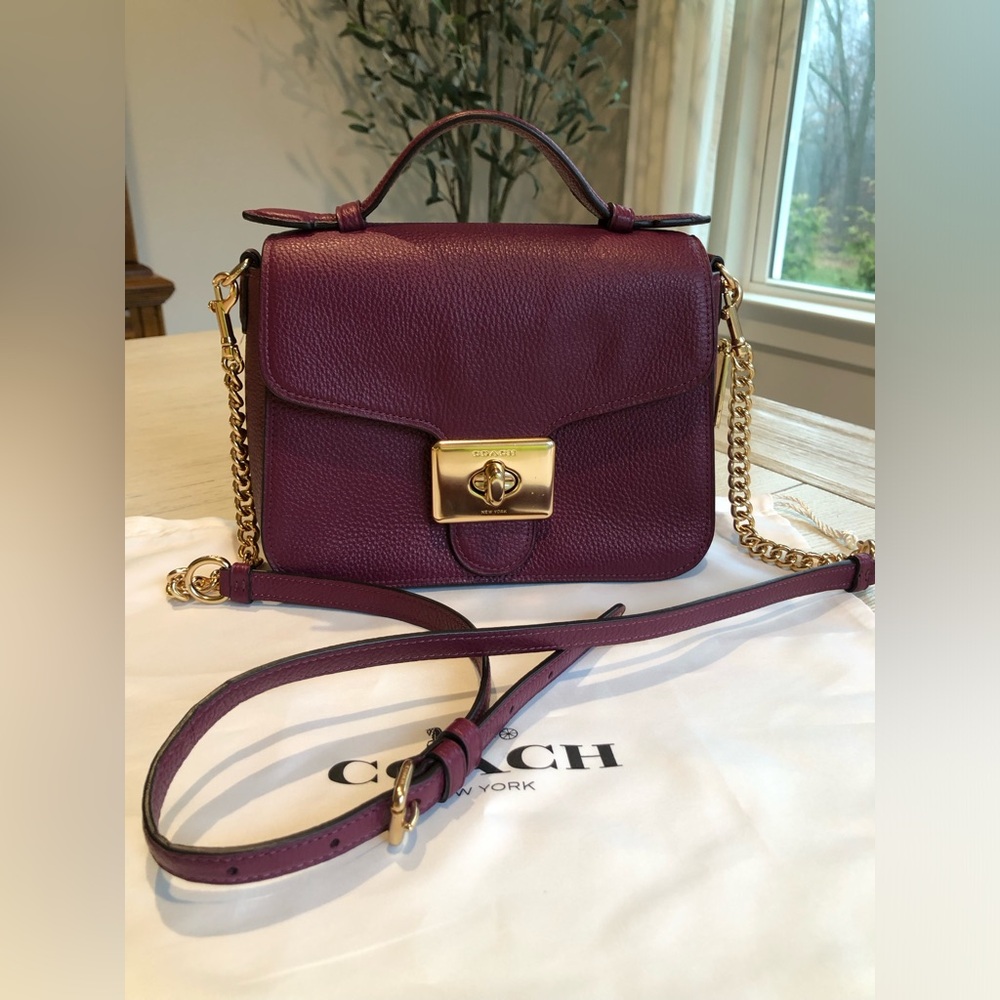 COACH Cassidy F77897 Crossbody Leather Bag Dark Berry w/Hangtag NWOT w/dust bag